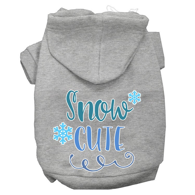 Snow Cute Screen Print Dog Hoodie Grey S